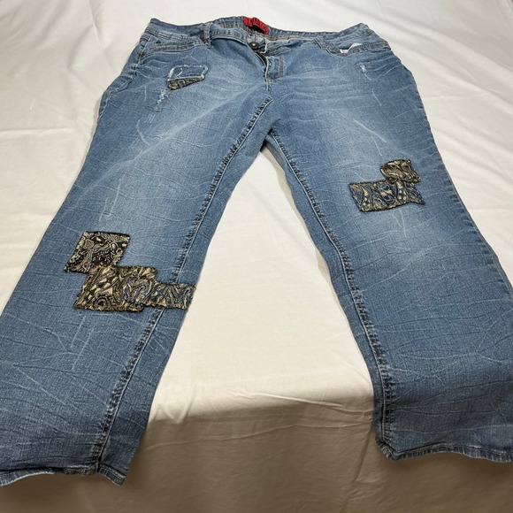 Z. Cavaricci Denim Jeans Distressed Embellished Relaxed Fit Plus Size 24W - Picture 7 of 13